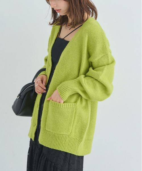 ディーゼル ニット モヘア　グリーン 定価64000円　白濱亜嵐着用 古着】X-girl ショート丈 モヘアニットカーディガン 千鳥格子柄 | 古着