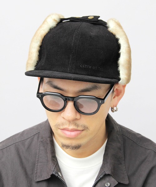 Basiquenti(ベーシックエンティ)の「細畝コーデュロイ フェイクファー 平ツバ フライトキャップ(キャップ・メンズ・ベージュ/ブラック/グリーン/マスタード・FREE)」の7枚目の写真