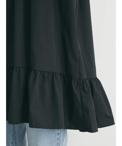 Green　Parks（グリーンパークス）の「前リボン切替ギャザーチュニック（シャツ/ブラウス・レディース・ブラック/オフホワイト・FREE）」の4枚目の写真
