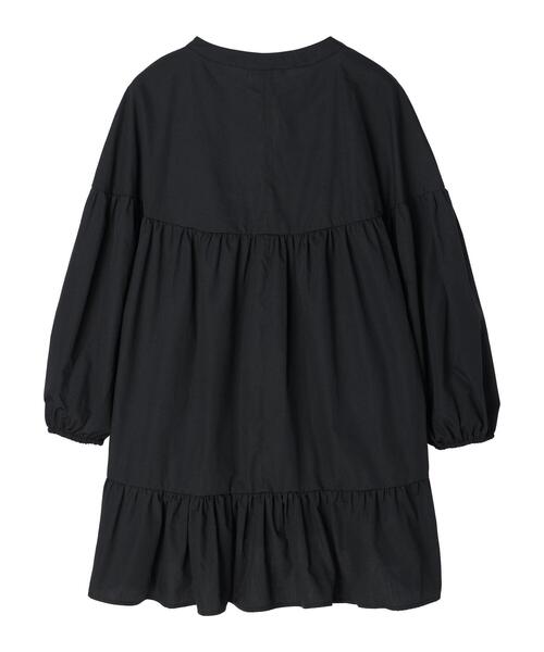 Green　Parks（グリーンパークス）の「前リボン切替ギャザーチュニック（シャツ/ブラウス・レディース・ブラック/オフホワイト・FREE）」の16枚目の写真