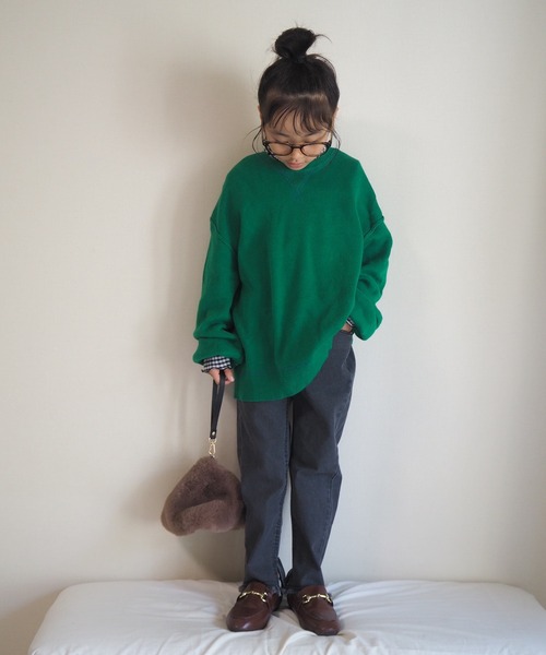 CIAOPANIC TYPY（チャオパニックティピー）の「【KIDS】裾スリットデニムフリンジレギパン（デニムパンツ・キッズ・ネイビー/ブラック・M/L/S/XXL/XL）」の16枚目の写真