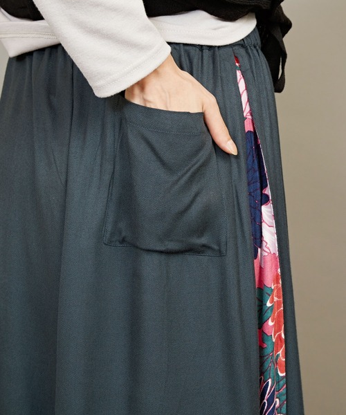 カヤ（カヤ）の「【カヤ】花ざかり八掛ワイドパンツ（その他パンツ・レディース・ブラック/グリーン/ダークネイビー/ライトパープル/ネイビー・FREE）」の13枚目の写真