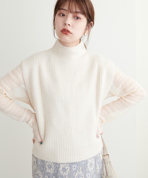 natural couture（ナチュラルクチュール）の「こなれたレイヤードスタイルに◎ハイネックハーフジップニットベスト（ベスト・レディース・ブラック/ベージュ/オフホワイト・FREE）」の2枚目の写真