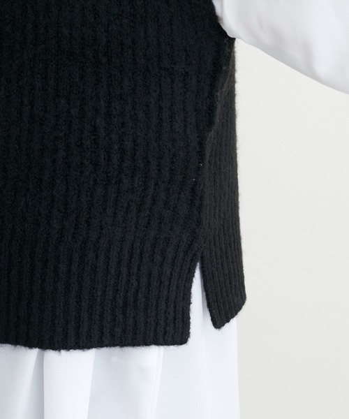 natural couture（ナチュラルクチュール）の「こなれたレイヤードスタイルに◎ハイネックハーフジップニットベスト（ベスト・レディース・ブラック/ベージュ/オフホワイト・FREE）」の14枚目の写真