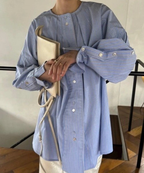 シャツ/ブラウス(長袖/七分) willfully button flare sleeve cotton BL WILLFULLY（ウィルフリー）の「button flare sleeve cotton BL（シャツ