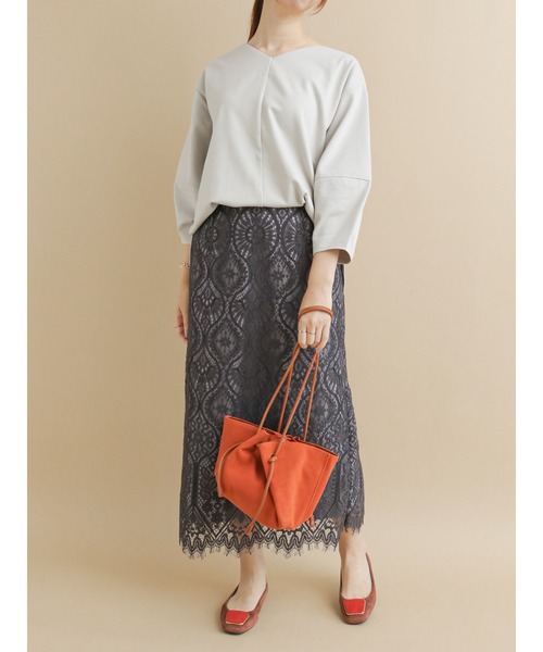 Te chichi（テチチ）の「ポーチ付キンチャクトートバッグ（ハンドバッグ・レディース・チャコール/オレンジ・ﾌﾘ-）」の8枚目の写真