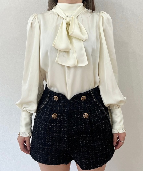 titty＆Co. PETIT（ティティアンドコープティ）の「【titty&Co.PETIT】ダブルボタンラメツイードショーパン（その他パンツ・レディース・ブラック・SMALL/MEDIUM）」の7枚目の写真