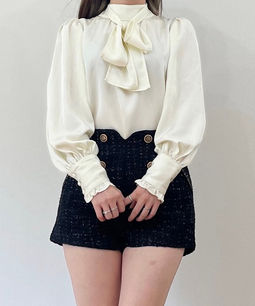 titty＆Co. PETIT（ティティアンドコープティ）の「【titty&Co.PETIT】ダブルボタンラメツイードショーパン（その他パンツ・レディース・ブラック・SMALL/MEDIUM）」の8枚目の写真