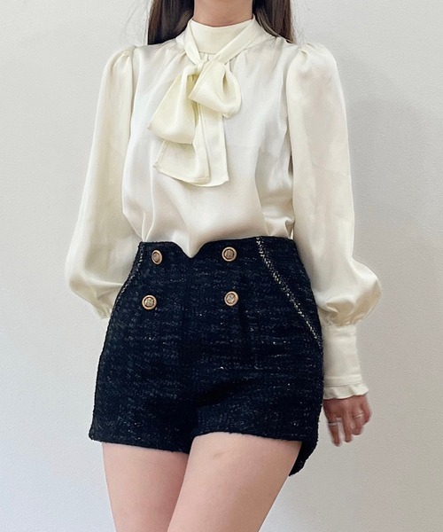 titty＆Co. PETIT（ティティアンドコープティ）の「【titty&Co.PETIT】ダブルボタンラメツイードショーパン（その他パンツ・レディース・ブラック・SMALL/MEDIUM）」の12枚目の写真