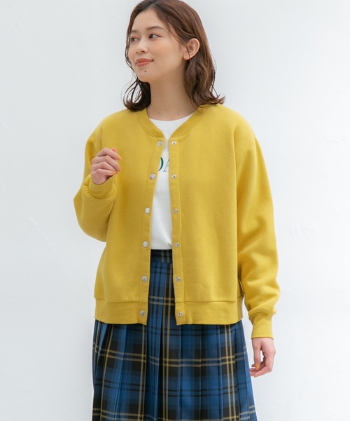 Honeys(ハニーズ)の「ドット釦クルーカーデ(カーディガン/ボレロ・レディース・アイボリー/ブルー/ピンク/ライム/イエロー/ブラック/スミクロ/オートミール/杢グレー・LL/L/M)」の8枚目の写真