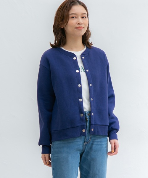 Honeys(ハニーズ)の「ドット釦クルーカーデ(カーディガン/ボレロ・レディース・アイボリー/ブルー/ピンク/ライム/イエロー/ブラック/スミクロ/オートミール/杢グレー・LL/L/M)」の7枚目の写真
