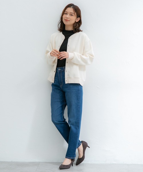 Honeys(ハニーズ)の「ドット釦クルーカーデ(カーディガン/ボレロ・レディース・アイボリー/ブルー/ピンク/ライム/イエロー/ブラック/スミクロ/オートミール/杢グレー・LL/L/M)」の18枚目の写真