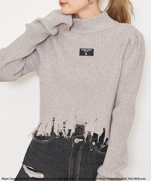 BACK TO THE FIELD（バック トゥー ザ フィールド）の「【MLB】クラッシュハイネックリブニット（ニット/セーター・レディース・ピンク/ブラック/グレー・FREE）」の2枚目の写真