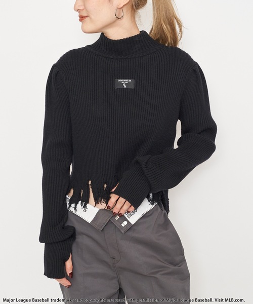 BACK TO THE FIELD（バック トゥー ザ フィールド）の「【MLB】クラッシュハイネックリブニット（ニット/セーター・レディース・ピンク/ブラック/グレー・FREE）」の4枚目の写真