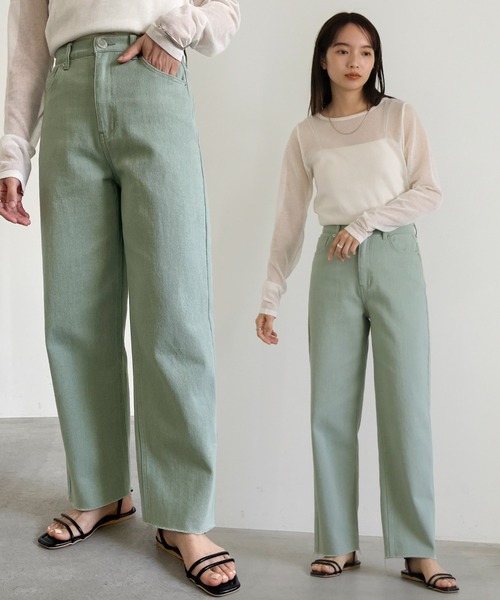 select MOCA(セレクトモカ)の「ハイウエストカットオフデニムパンツ(デニムパンツ・レディース・カーキ/ブラック/ライトブルー・SMALL/MEDIUM)」の3枚目の写真