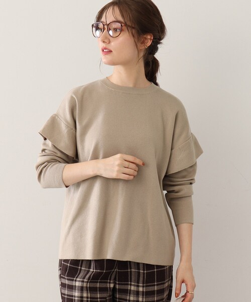 DRESKIP（ドレスキップ）の「◆ショルダーフリルニットプルオーバー（ニット/セーター・レディース・グリーン/サンドベージュ/ピンク系/ブラック・02/03）」の3枚目の写真