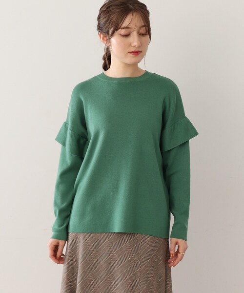 DRESKIP（ドレスキップ）の「◆ショルダーフリルニットプルオーバー（ニット/セーター・レディース・グリーン/サンドベージュ/ピンク系/ブラック・02/03）」の6枚目の写真