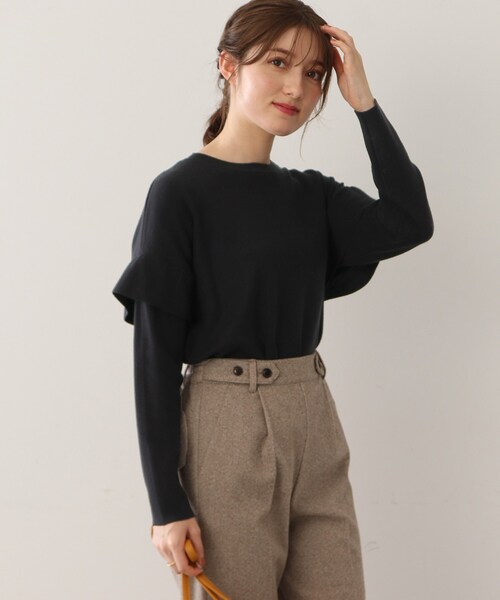 DRESKIP（ドレスキップ）の「◆ショルダーフリルニットプルオーバー（ニット/セーター・レディース・グリーン/サンドベージュ/ピンク系/ブラック・02/03）」の14枚目の写真