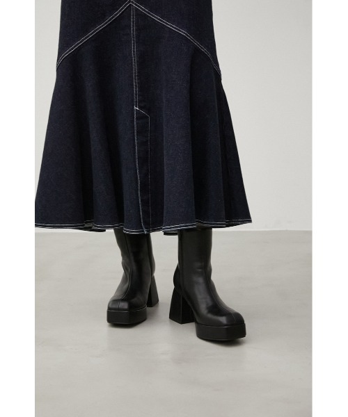 AZUL by moussy(アズールバイマウジー)の「THICK HEEL BOOTS/シックヒールブーツ(ブーツ・レディース・ブラック/ライトベージュ・SMALL/MEDIUM/LARGE)」の8枚目の写真