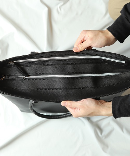 UNION STATION（ユニオンステーション）の「サフィアーノレザートートバッグ（トートバッグ・メンズ・チャコールグレー/ブラック・FREE）」の6枚目の写真