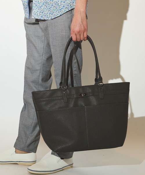 UNION STATION（ユニオンステーション）の「サフィアーノレザートートバッグ（トートバッグ・メンズ・チャコールグレー/ブラック・FREE）」の15枚目の写真