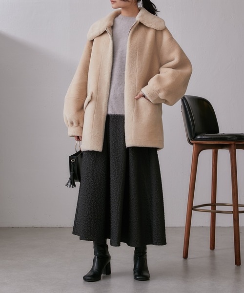 Lui's(ルイス)の「FOXEY 袖チュール重ねニットプルオーバー(ニット/セーター・レディース・ブラック/グレー/ピンク・FREE)」の14枚目の写真