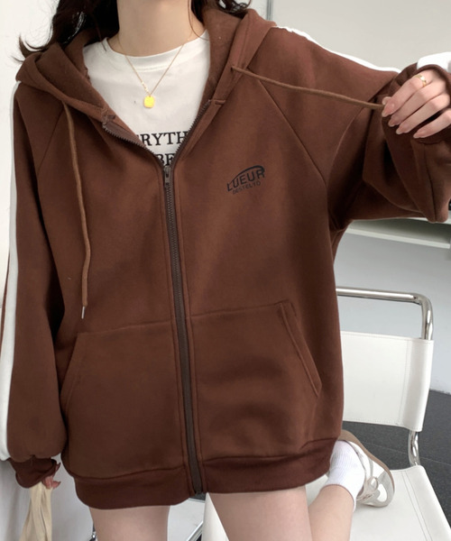 BANNER SELECT(バナーセレクト)の「オーバーサイズサイドラインパーカー(パーカー・レディース・ブラウン/モカ/ボルドー/ブラック/グレー・L/M/XL)」の13枚目の写真