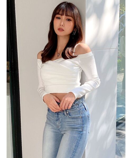 GYDA（ジェイダ）の「カシュクールオフショルショートトップス