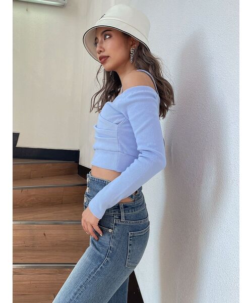GYDA（ジェイダ）の「カシュクールオフショルショートトップス