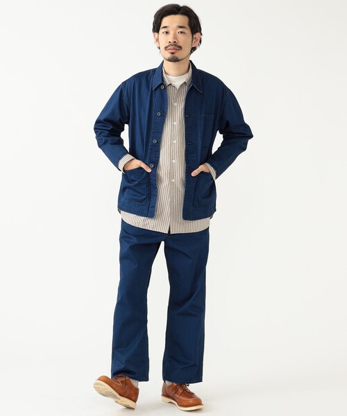 BEAMS PLUS（ビームスプラス）の「BEAMS PLUS / スーピマコットン ヘリンボーン ペインター パンツ（その他パンツ・メンズ・ブルー/カーキ/オリーブ/インディゴブルー・SMALL/MEDIUM/X-LARGE/LARGE）」の7枚目の写真