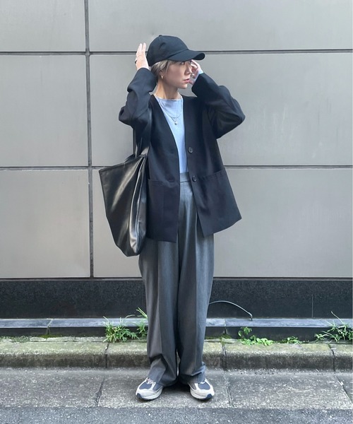 カラーレスシングルジャケット（ノーカラージャケット）｜feepur