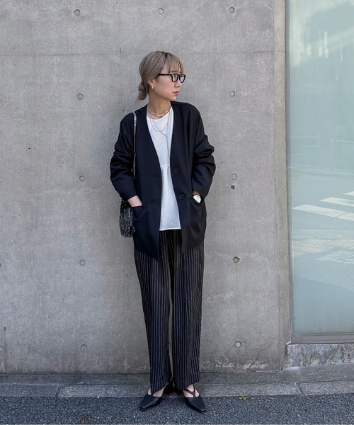 カラーレスシングルジャケット（ノーカラージャケット）｜feepur