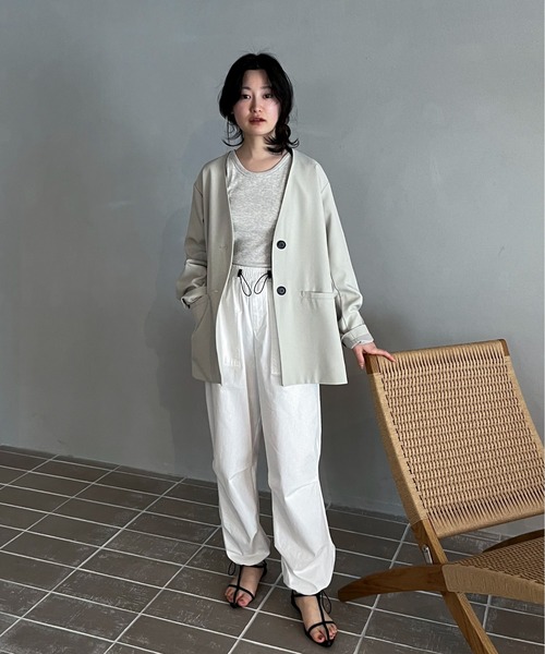 カラーレスシングルジャケット（ノーカラージャケット）｜feepur