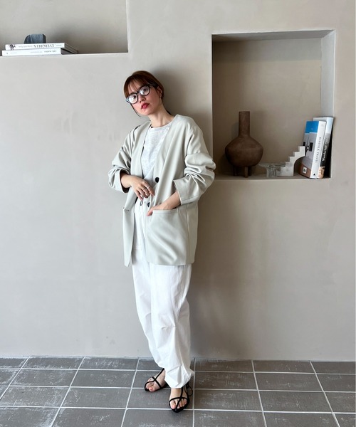 エメイン　ノーカラージャケット シアードッキングノーカラージャケット｜PETAL ONLINE（ペタルオンライン）