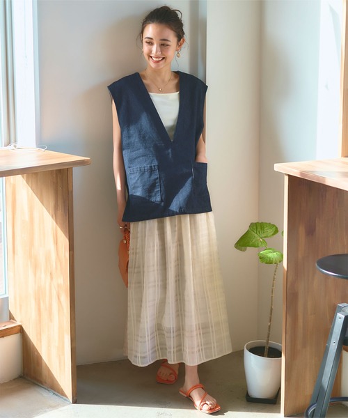 ☆新品未使用☆uncrave WHITE シアーチェックスカート　サイズ1 シアーチェックフレアスカート[品番：MKSW0051775]｜RESEXXY