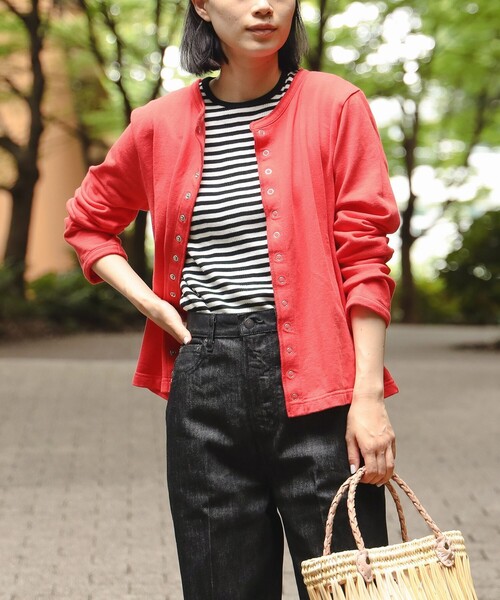 新品★BEAMS BOY 25FW リングドットカーディガン ピンク 1 完売品 BEAMS BOY（ビームスボーイ）の「リングドット カーディガン 24AW