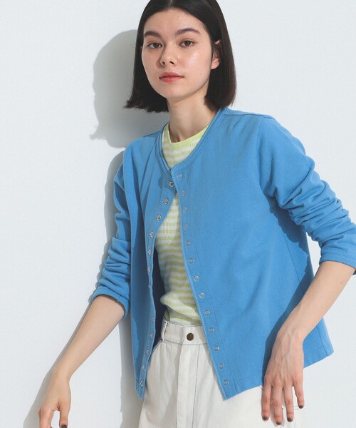BEAMS BOY(ビームスボーイ)の「BEAMS BOY / リング ドット カーディガン 23SS(カーディガン/ボレロ・レディース・グリーン/サックスブルー/レッド/ブラック・2/1)」の1枚目の写真