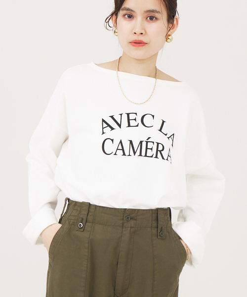 Rouge vif Anna(ルージュヴィフアンナ)の「ミニ裏毛ロゴロンT(Tシャツ/カットソー・レディース・ホワイト/ベージュ/チャコールグレー・フリー)」の2枚目の写真
