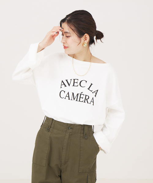 Rouge vif Anna(ルージュヴィフアンナ)の「ミニ裏毛ロゴロンT(Tシャツ/カットソー・レディース・ホワイト/ベージュ/チャコールグレー・フリー)」の6枚目の写真