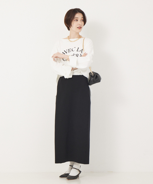 Rouge vif Anna(ルージュヴィフアンナ)の「ミニ裏毛ロゴロンT(Tシャツ/カットソー・レディース・ホワイト/ベージュ/チャコールグレー・フリー)」の7枚目の写真
