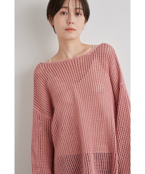 emmi(エミ)の「【emmi atelier】メッシュニットプルオーバー(ニット/セーター・レディース・アイボリー/ブラック/ピンク・FREE)」の3枚目の写真