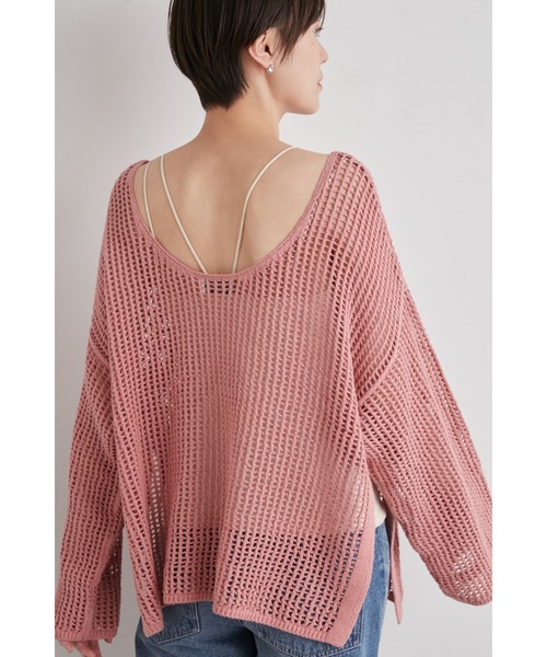 emmi(エミ)の「【emmi atelier】メッシュニットプルオーバー(ニット/セーター・レディース・アイボリー/ブラック/ピンク・FREE)」の13枚目の写真