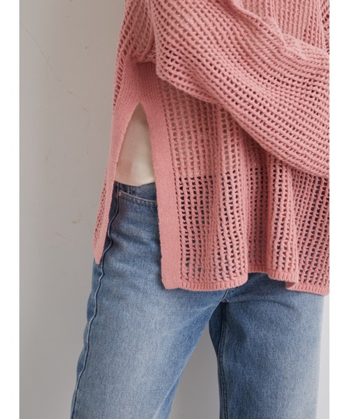 emmi(エミ)の「【emmi atelier】メッシュニットプルオーバー(ニット/セーター・レディース・アイボリー/ブラック/ピンク・FREE)」の10枚目の写真