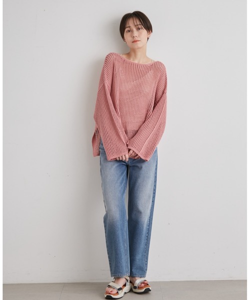 emmi(エミ)の「【emmi atelier】メッシュニットプルオーバー(ニット/セーター・レディース・アイボリー/ブラック/ピンク・FREE)」の9枚目の写真