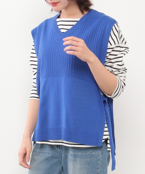 ikka(イッカ)の「サイドリボンニットベスト(ベスト・レディース・ベージュ/ミント/ブラック/ブルー/グレー・S/M/L)」の5枚目の写真