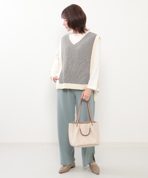 ikka(イッカ)の「サイドリボンニットベスト(ベスト・レディース・ベージュ/ミント/ブラック/ブルー/グレー・S/M/L)」の8枚目の写真