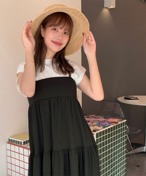 titivate(ティティベイト)の「楊柳カットソーキャミソールワンピース(ワンピース・レディース・アイボリー/ブラック/チャコール・PS(XS-S)/S/M/TM)」の10枚目の写真