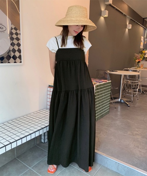 titivate(ティティベイト)の「楊柳カットソーキャミソールワンピース(ワンピース・レディース・アイボリー/ブラック/チャコール・PS(XS-S)/S/M/TM)」の11枚目の写真
