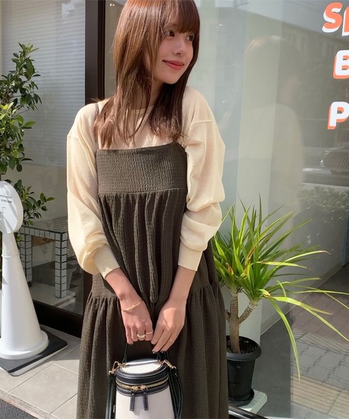 titivate(ティティベイト)の「楊柳カットソーキャミソールワンピース(ワンピース・レディース・アイボリー/ブラック/チャコール・PS(XS-S)/S/M/TM)」の14枚目の写真
