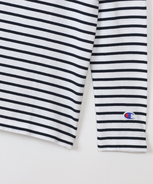 Champion(チャンピオン)の「【Champion/チャンピオン】レディース ボーダーロングスリーブTシャツ(Tシャツ/カットソー・レディース・ホワイト/ネイビー・LARGE/MEDIUM)」の5枚目の写真